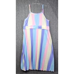 Shein Curve Pleated Midi Dress Women 4XL Multicolor Rainbow Pastel Ombre Summer